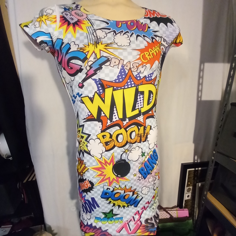 Comic Graffiti  print Midi Dress